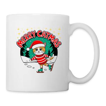 Christmas Cat Merry Catmas Winter Skate - Mug - white - Right