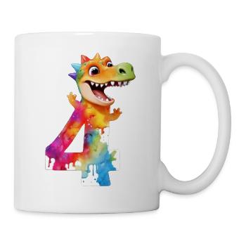 NUMMER 4 JAHRE DINOSAURIER 4. GEBURTSTAG DINO - Tasse - Weiß - Rechts
