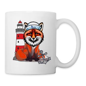 Matrosen Seefahrer Fuchs maritim Leuchtturm Anker - Tasse - Weiß - Rechts