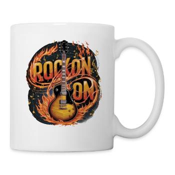 Feurige Musikgitarre mit Rock On Design - Tasse - Weiß - Rechts