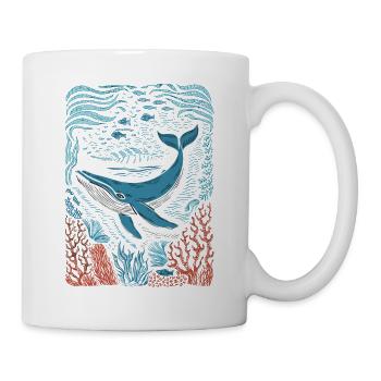 Lebendiges farbenfrohes künstlerisches Hai-Design - Tasse - Weiß - Rechts