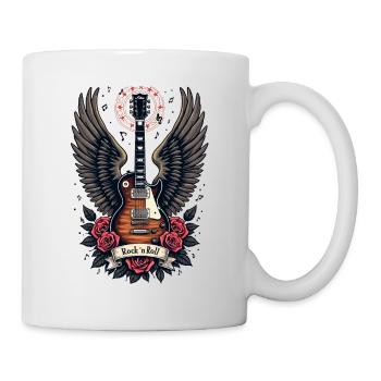 Rock and Roll Geflügelte Gitarre Kunst - Tasse - Weiß - Rechts