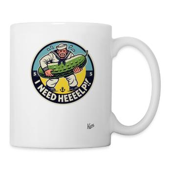 Un marin en sueur a besoin d’aide avec le concombre - Mug blanc - blanc - Droite