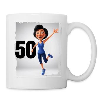 Femme heureuse dans ses 50 ans - Mug blanc - blanc - Droite