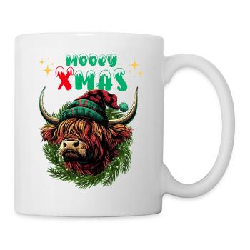 Mooey Xmas Schottisches Hochlandrind Kuh Lustig - Tasse - Weiß - Rechts