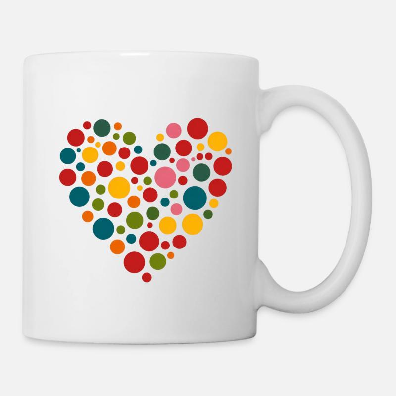 Buntes Herz Punkte Aufnäher Kinder fleckig - Tasse - Weiß