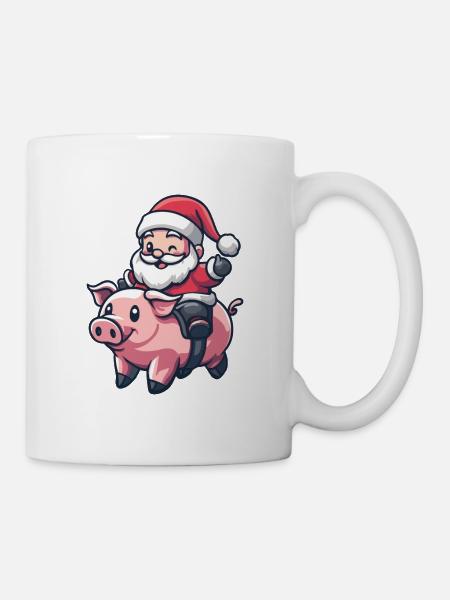 Schwein Weihnachtsmann - Tasse - Weiß
