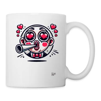 Retro man in love with eyes made of hearts - Mug - white - Right