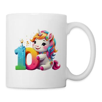 NUMMER 10 JAHRE EINHORN 10. GEBURTSTAG - Tasse - Weiß - Rechts