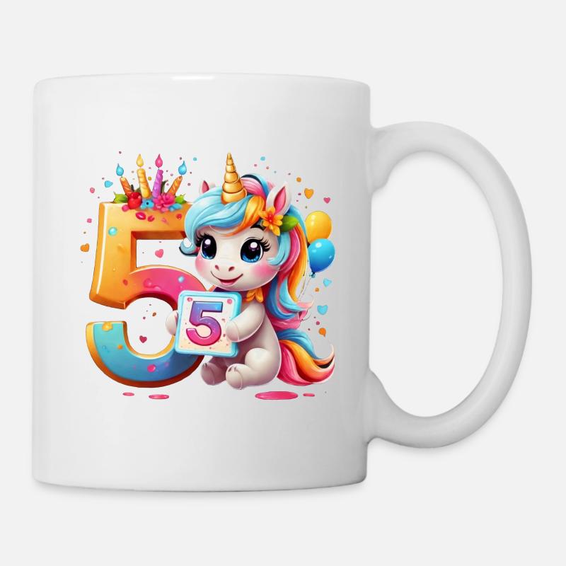 NUMMER 5 JAHRE EINHORN 5. GEBURTSTAG - Tasse - Weiß