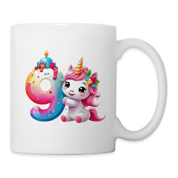 NUMMER 9 JAHRE EINHORN 9. GEBURTSTAG - Tasse - Weiß - Rechts