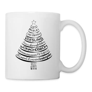 Weihnachtsbaum mit Pfälzer Weinsorten schwarz - Tasse - Weiß - Rechts