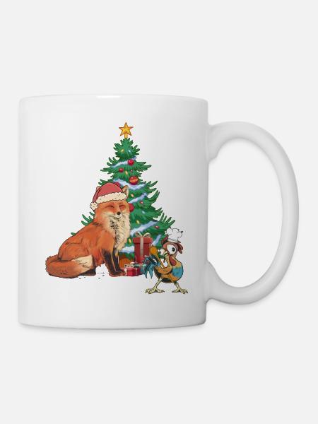 Weihnachten Christmas Xmas Fuchs Hahn - Tasse - Weiß