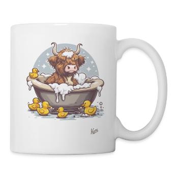 Vache et taureau – journée de baignade avec des canards en caoutchouc jaunes - Mug blanc - blanc - Droite