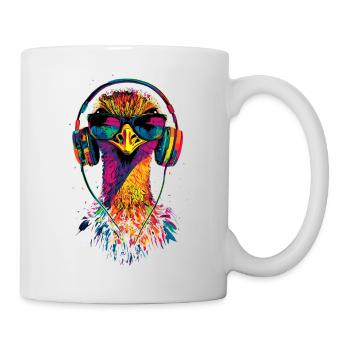 Strauss Bird Headphones Popart Emu Music DJ Strauss - Mug - white - Right