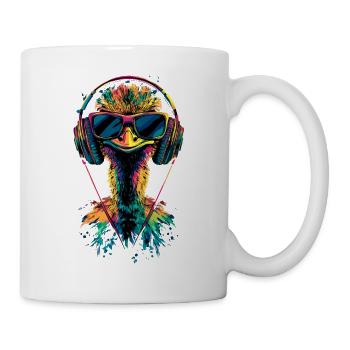 Strauss Bird Headphones Popart Emu Music DJ Strauss - Mug - white - Right