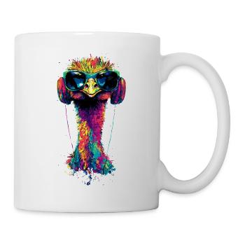 Strauss Bird Headphones Popart Emu Music DJ Strauss - Mug - white - Right
