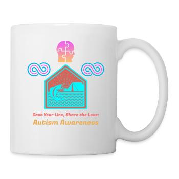 Lancez votre ligne, partagez l’amour, la sensibilisation à l’autisme - Mug blanc - blanc - Droite