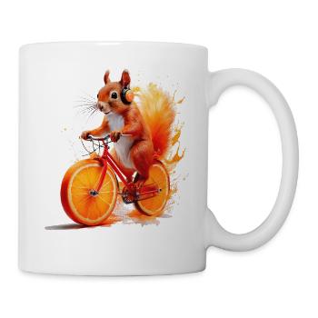 Squirrel Bicycle Headphones Orange Juice - Mug - white - Right