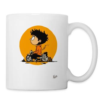 Garçon avec moto - Mug blanc - blanc - Droite