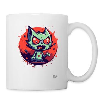 Verrückte Lustige Aggro-Katze - Tasse - Weiß - Rechts