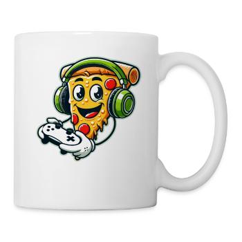 Gaming, Video Gamer, Zocker, Pizza & Controller - Tasse - Weiß - Rechts