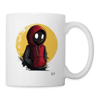 Mysteriöse Comic Figur im roten Hoodie - Tasse - Weiß - Rechts