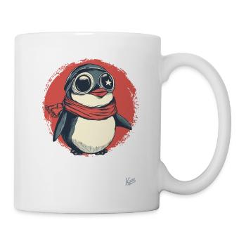 Cheerful penguin with glasses and scarf - Mug - white - Right