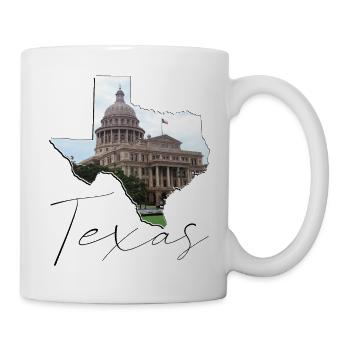 Texas State Capitol in Texas State Landkarte TX - Tasse - Weiß - Rechts
