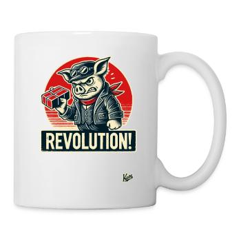 Retro Worker Pig Funny Revolution - Mug - white - Right