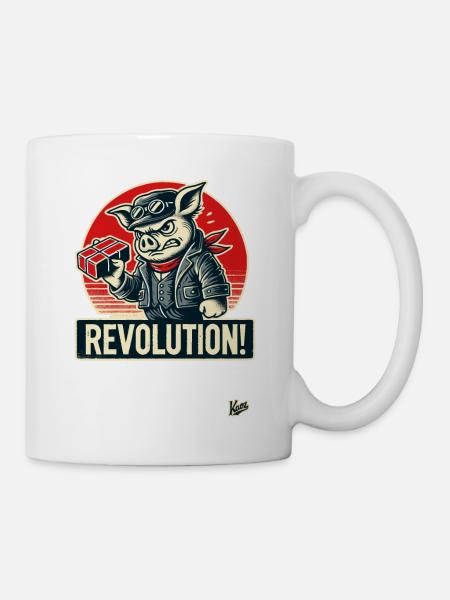 Rétro ouvrier cochon drôle révolution - Mug blanc - blanc