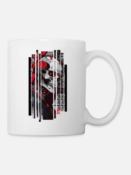 Cyborg skull kanji - Mug - white
