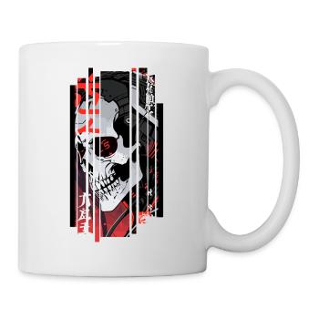 Cyborg black kanji skull - Mug - white - Right