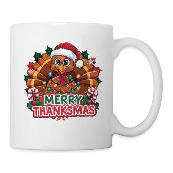 Festlicher Truthahn Weihnachten und Erntedank - Tasse - Weiß - Rechts