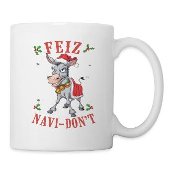 Weihnachten Lustiger Esel in festlichem Outfit - Tasse - Weiß - Rechts