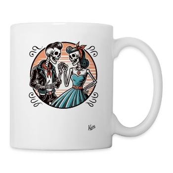 Retro Rockabilly Skelett-Paar - Tasse - Weiß - Rechts