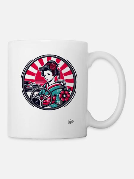 Retro-Geisha im JDM-Auto-Tuning - Tasse - Weiß