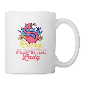Crazy Flamingo Lady Oiseau rose mignon - Mug blanc - blanc - Droite