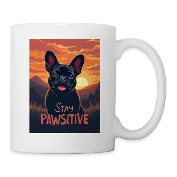 Französische Bulldogge Stay Pawsitive - Tasse - Weiß - Rechts