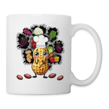 Erdnuss Koch Köche Köchin Gemüse Vegetarisch - Tasse - Weiß - Rechts