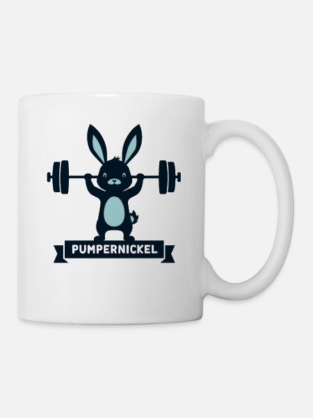 Bodybuilder Fitness Fitnesstrainer Pumpernickel - Tasse - Weiß