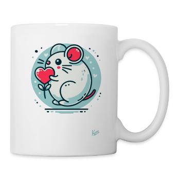 Niedliche Maus mit Herz - Tasse - Weiß - Rechts