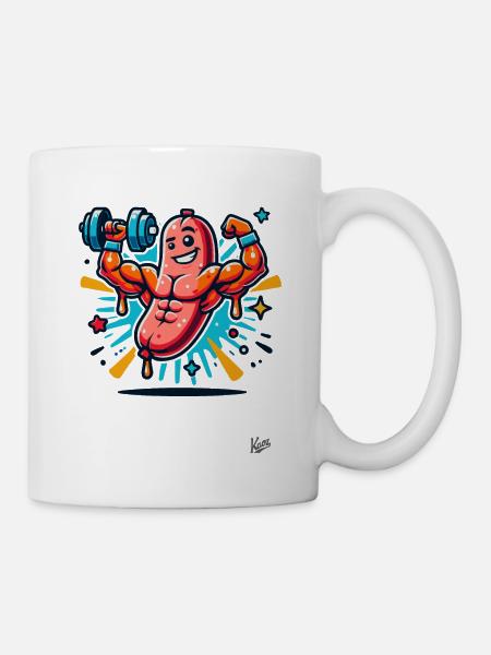 Muskel-Bodybuilder Kraft-Wurst - Tasse - Weiß