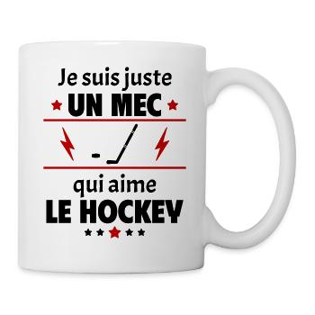 Juste un mec qui aime le hockey, hockeyeur, noël - Mug blanc - blanc - Droite