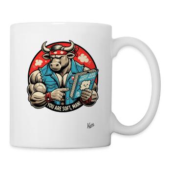 Bodybuilder Taurus Reads Book: You're Soft, Man - Mug - white - Right