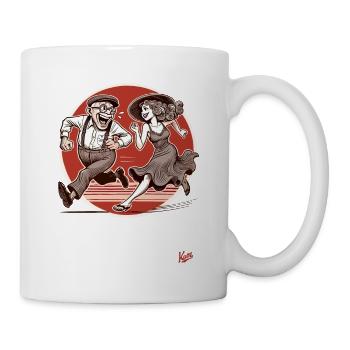 Retro Alter Mann und junge Frau Laufen weg - Tasse - Weiß - Rechts
