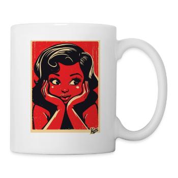 Fille de dessin animé rétro - Mug blanc - blanc - Droite