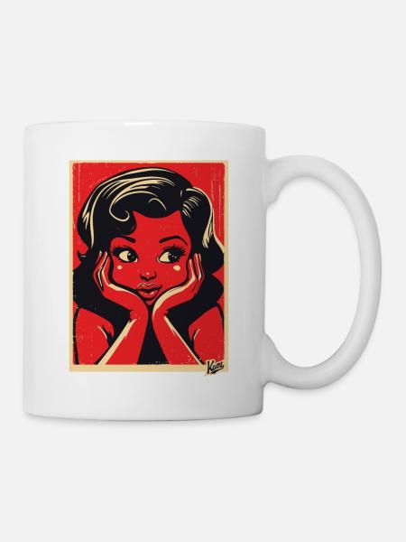 Retro-Cartoon-Mädchen - Tasse - Weiß