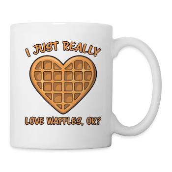 Waffeln Spruch Dessert Lustiges Waffeln Geschenk - Tasse - Weiß - Rechts