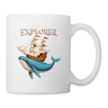 Nautisches Abenteuer mit Wal und Schiff - Tasse - Weiß - Rechts